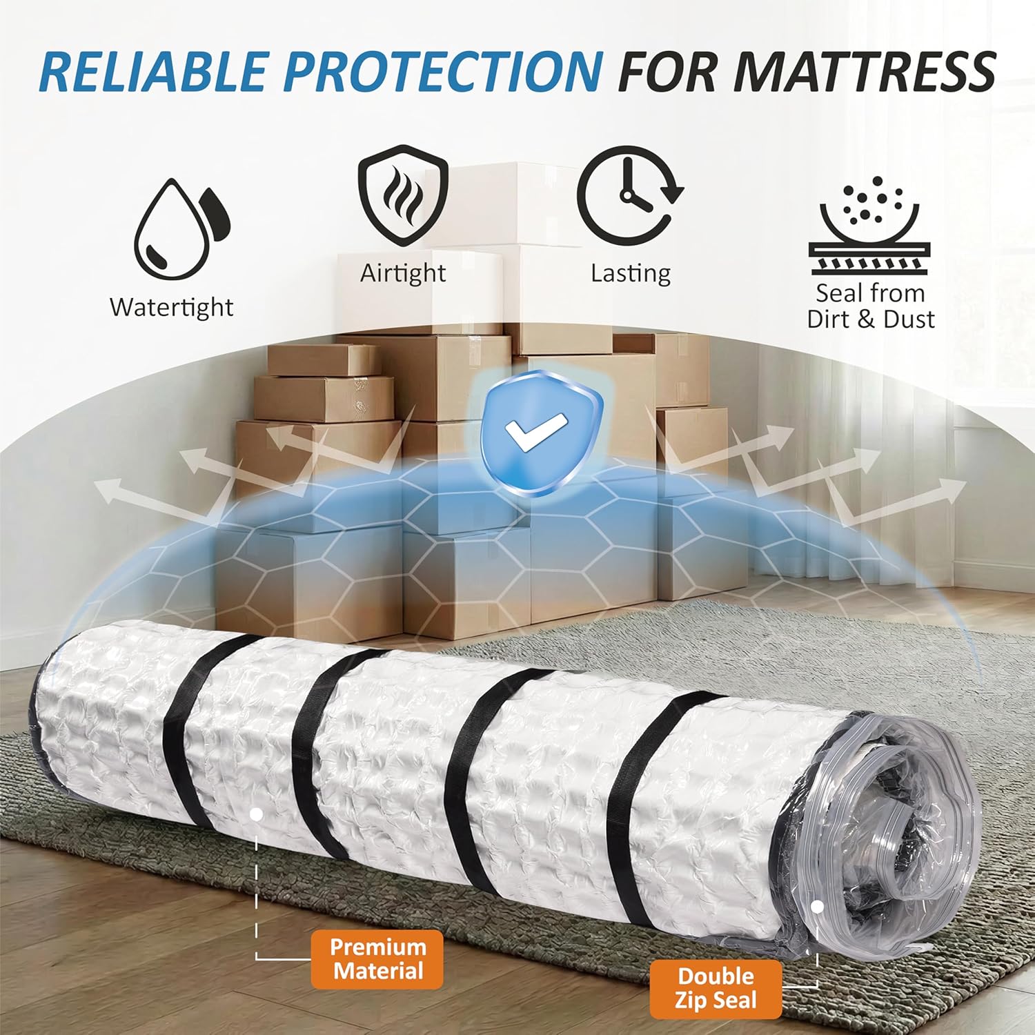 Foam Mattress Vacuum Bag with 4 Adjustable Straps, Twin/Twin XL