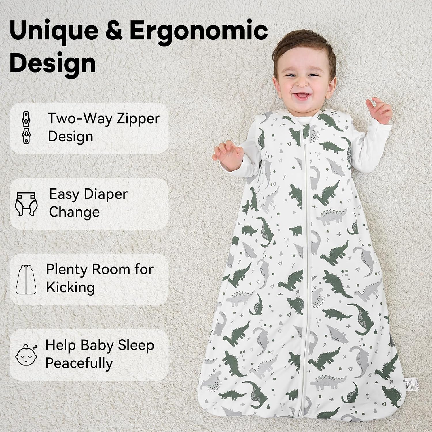 Unnivoll Baby Sleep Sack 0-6 Months 100% Organic Cotton 1.0 TOG