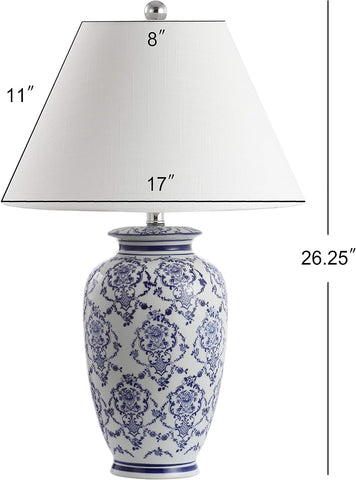 JONATHAN Y Juliana 26.25" Chinoiserie Ceramic Urn Table Lamp, Blue/White