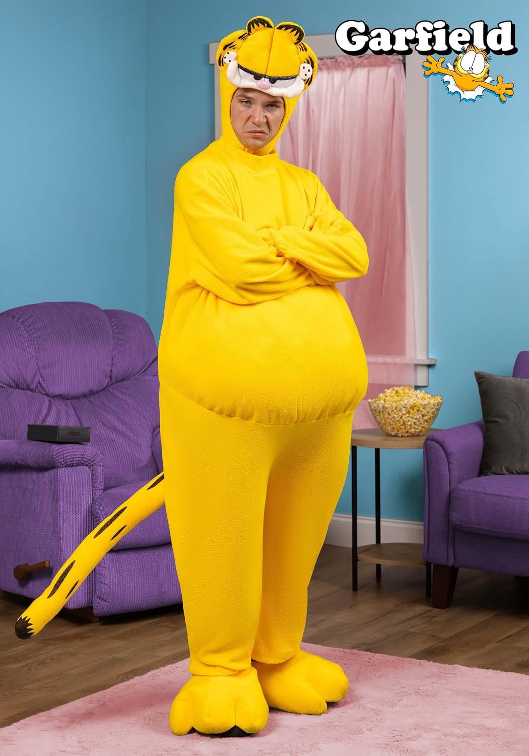 Adult Garfield Costume for Men, Cat Mascot Halloween Bodysuit, Classic Cartoon Cat Costume for Parties & Dressup