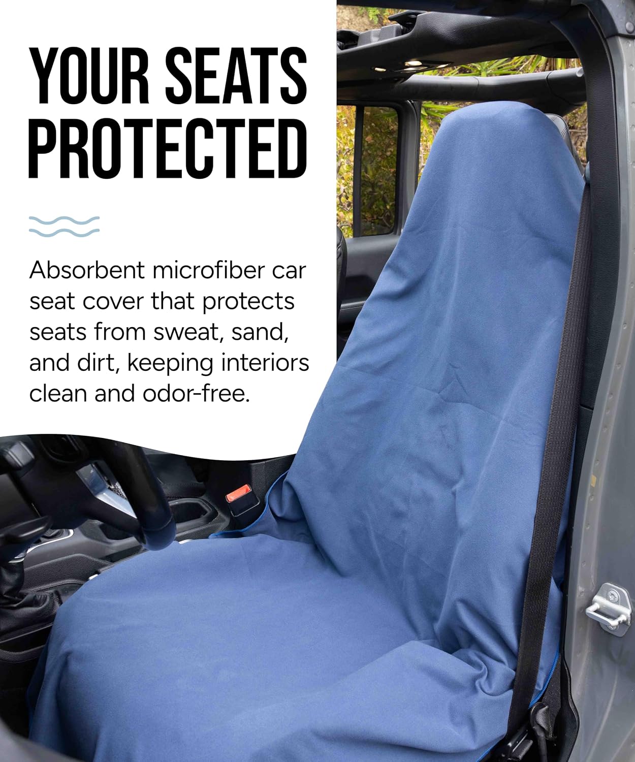 Microfiber Hooded Towel Seat Cover (Black)