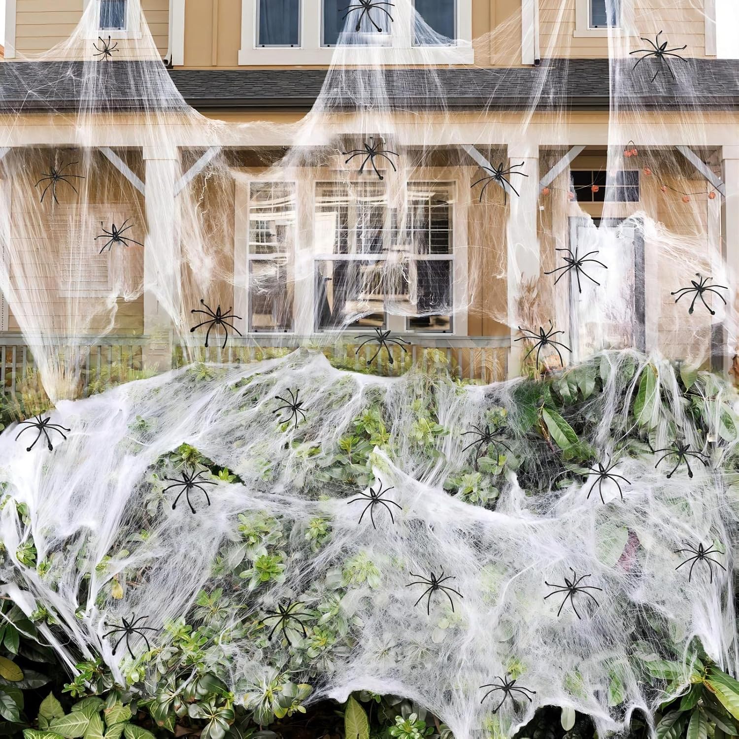 ZPISF 300 sqft Spider Webs Halloween Decorations with 10 Fake Spiders, Super Stretch Cobwebs for Halloween Indoor and Outdoor Decor