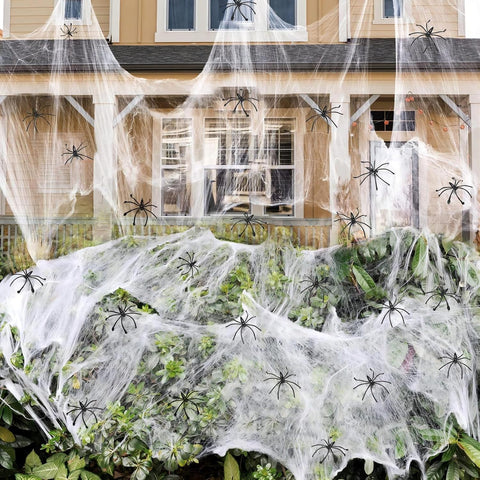 ZPISF 300 sqft Spider Webs Halloween Decorations with 10 Fake Spiders, Super Stretch Cobwebs for Halloween Indoor and Outdoor Decor