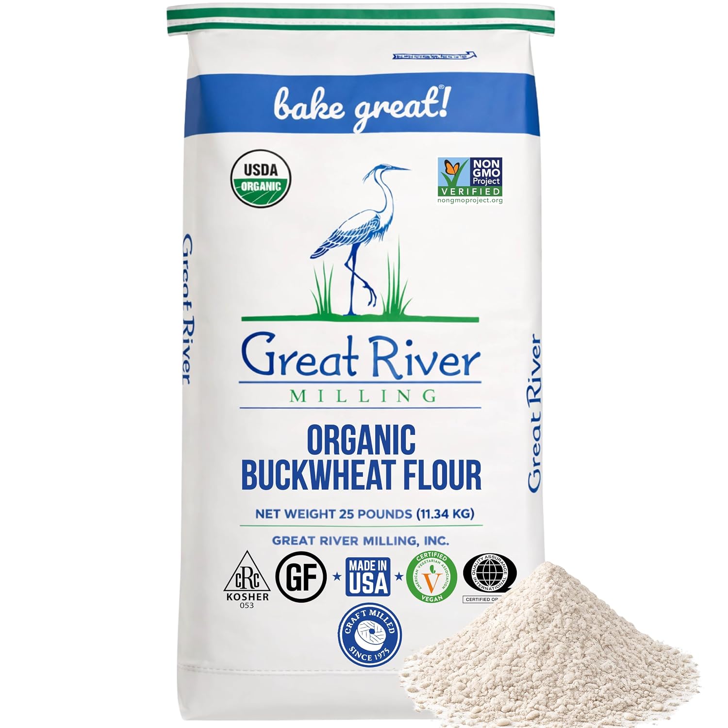 Great River Milling Organic Buckwheat Flour, Gluten Free, 25 lb