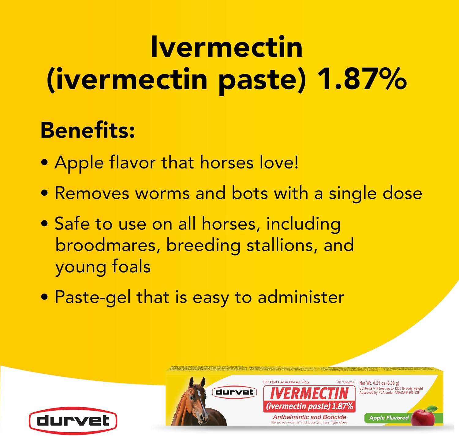 Ivermectin Paste Dewormer - 6.08g dose @ 1.87%-Apple Flavored, 6 Count