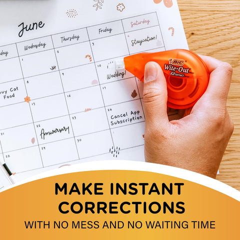 BIC Wite-Out EZ Correct Tear-Resistant Correction Tape, 39.3 ft, 10 Count