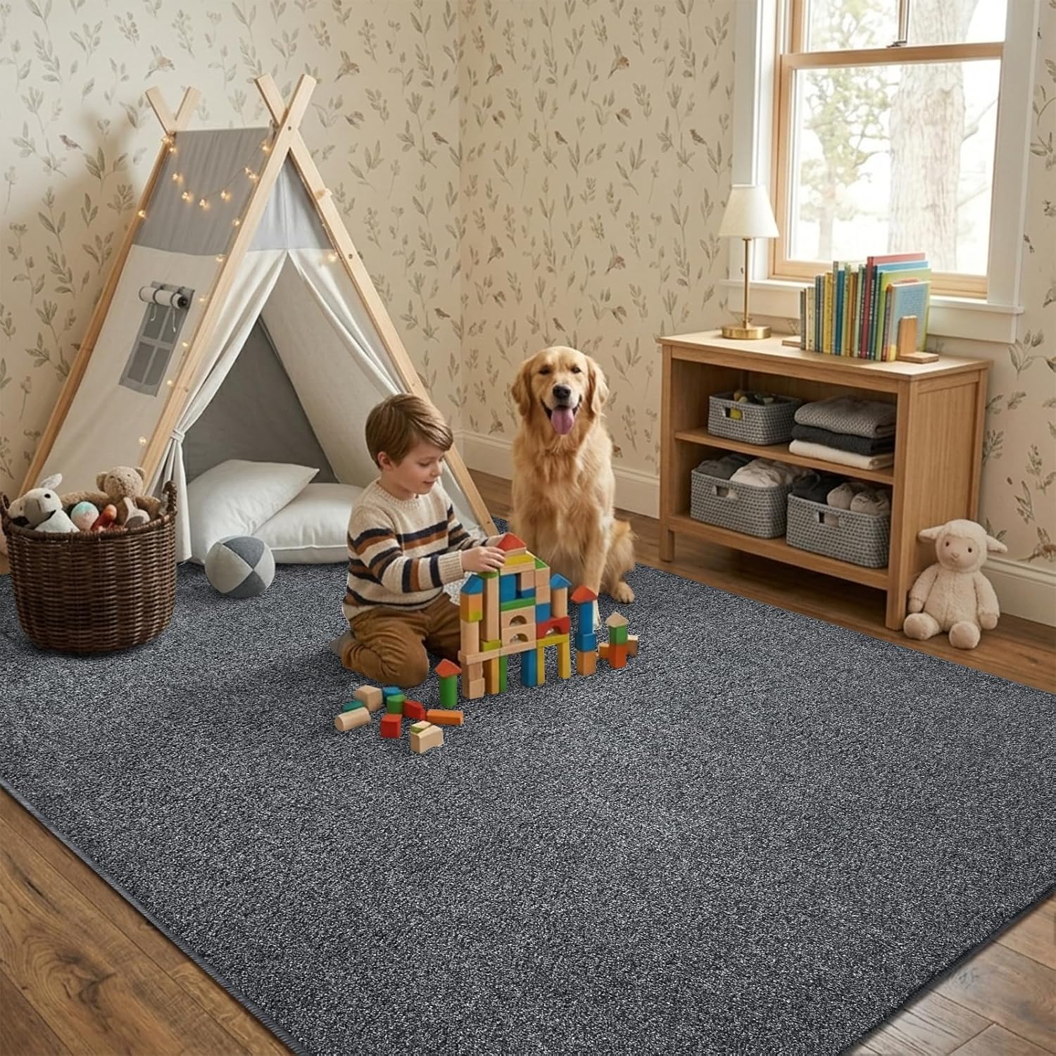 5x7 Black/White Area Rug Washable Non-Slip Soft for Living Room Bedroom