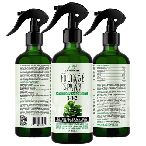 GARDENWISE 3-1-2 Fiddle Leaf Fig Foliar Spray - Plant Shine & Fertilizer - Premium Spray for Indoor Plants with Essential Nutrients - Fiddle Leaf Fig Plant Food & Fertilizer - Ready-to-Use (8 OZ)