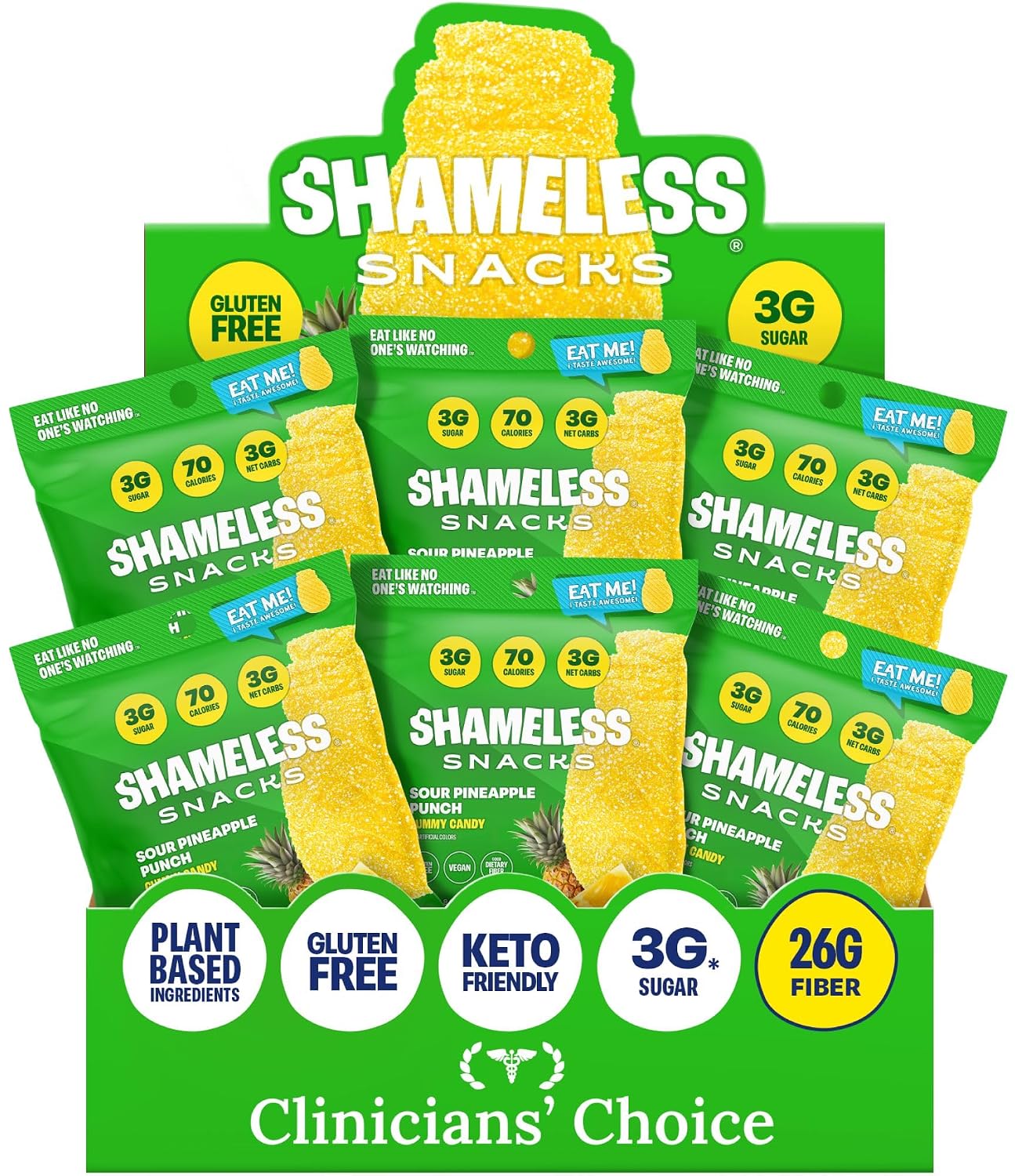 Shameless Snacks Sour Pineapple Punch Gummy Candy & Fruit Snacks - Keto