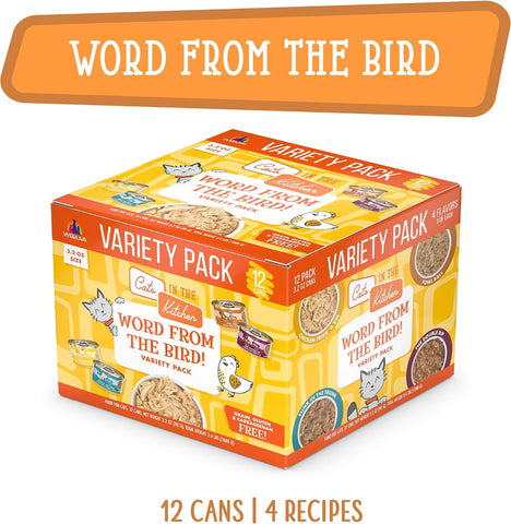 Weruva Cats in The Kitchen, Word from The Bird! Variety Pack, 3.2oz Can (Pack of 12)