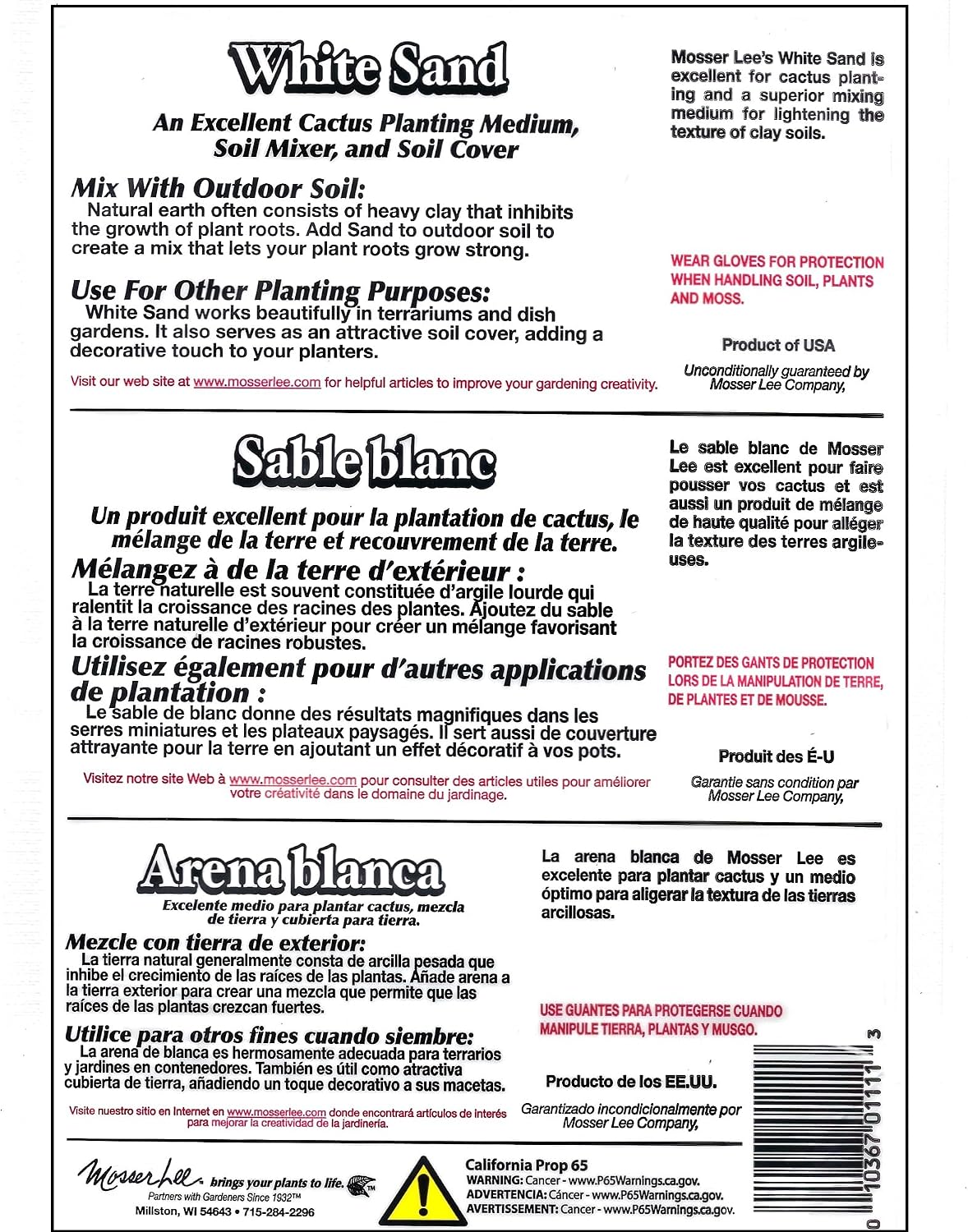Mosser Lee ML1111 White Sand Soil Cover, 5 lb.
