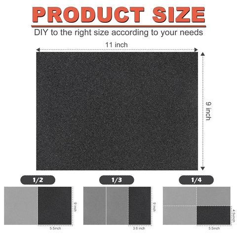 Wet Dry Sandpaper Sheets 9x11, 180 Grit, 12Pcs
