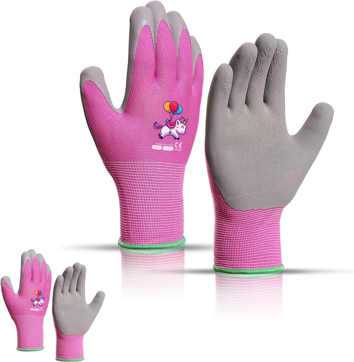 Kids Gardening Gloves, Latex Coated Toddler Yard Gloves, 2 Pairs (8-10 YRS)