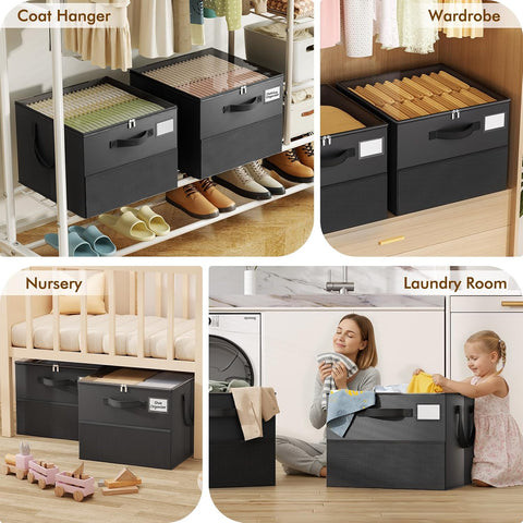Large Reinforced 2 Pack Shoe Organizer for Closet with Adjustable Dividers