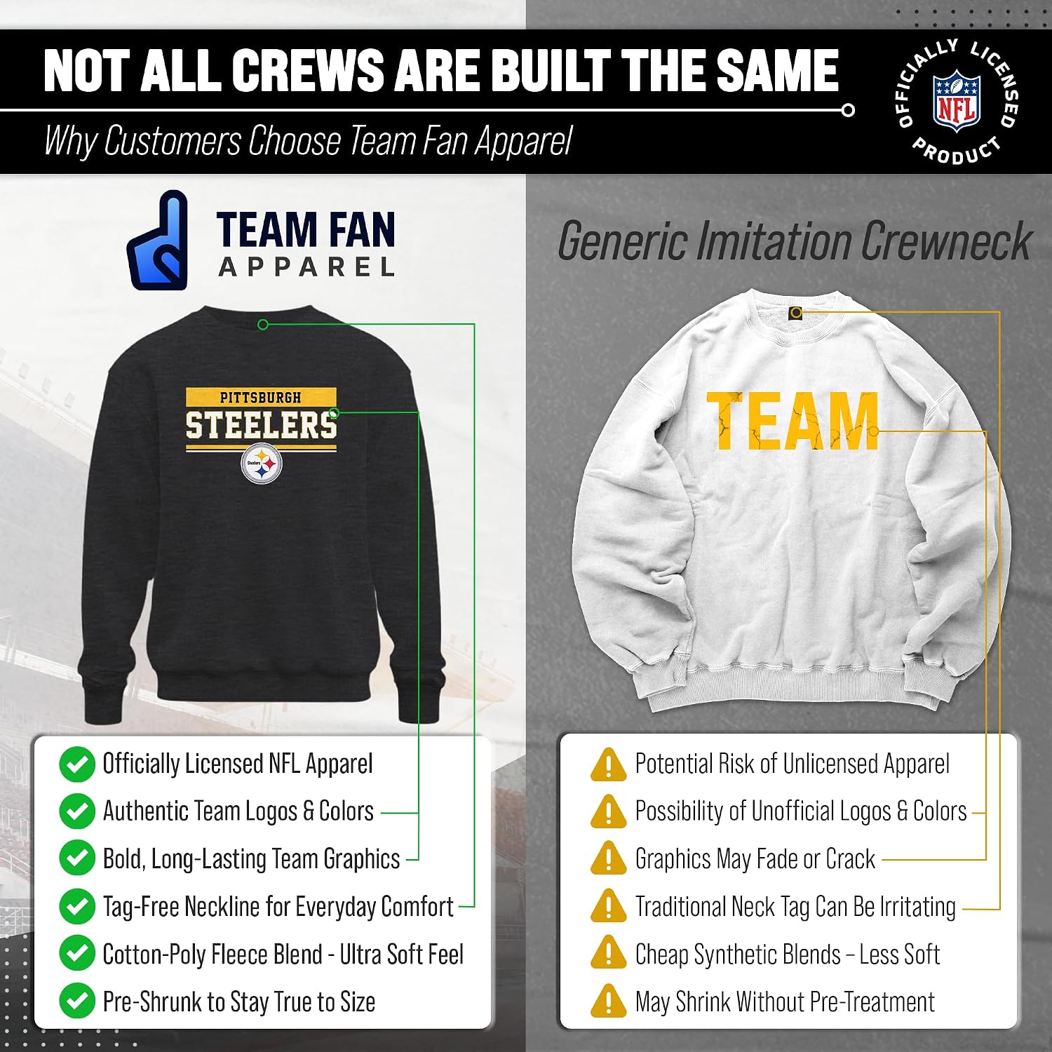 NFL Team Block Crewneck Sweatshirt - Men Women
