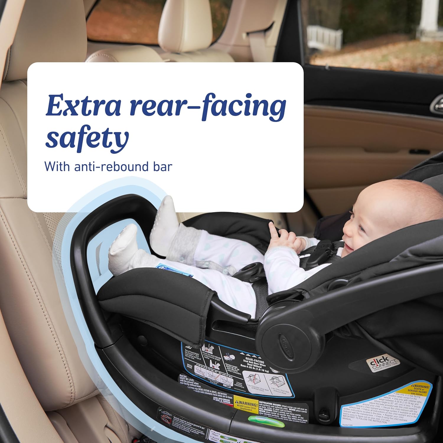 Graco SnugRide SnugFit LX Infant Car Seat, Baby Car Seat with Anti-Rebound Bar for Extra Safety, SnugLock Easy Install Carseat, 1-Hand Adjustable Handle, No-Rethread Harness, Baby Essentials, Pierce
