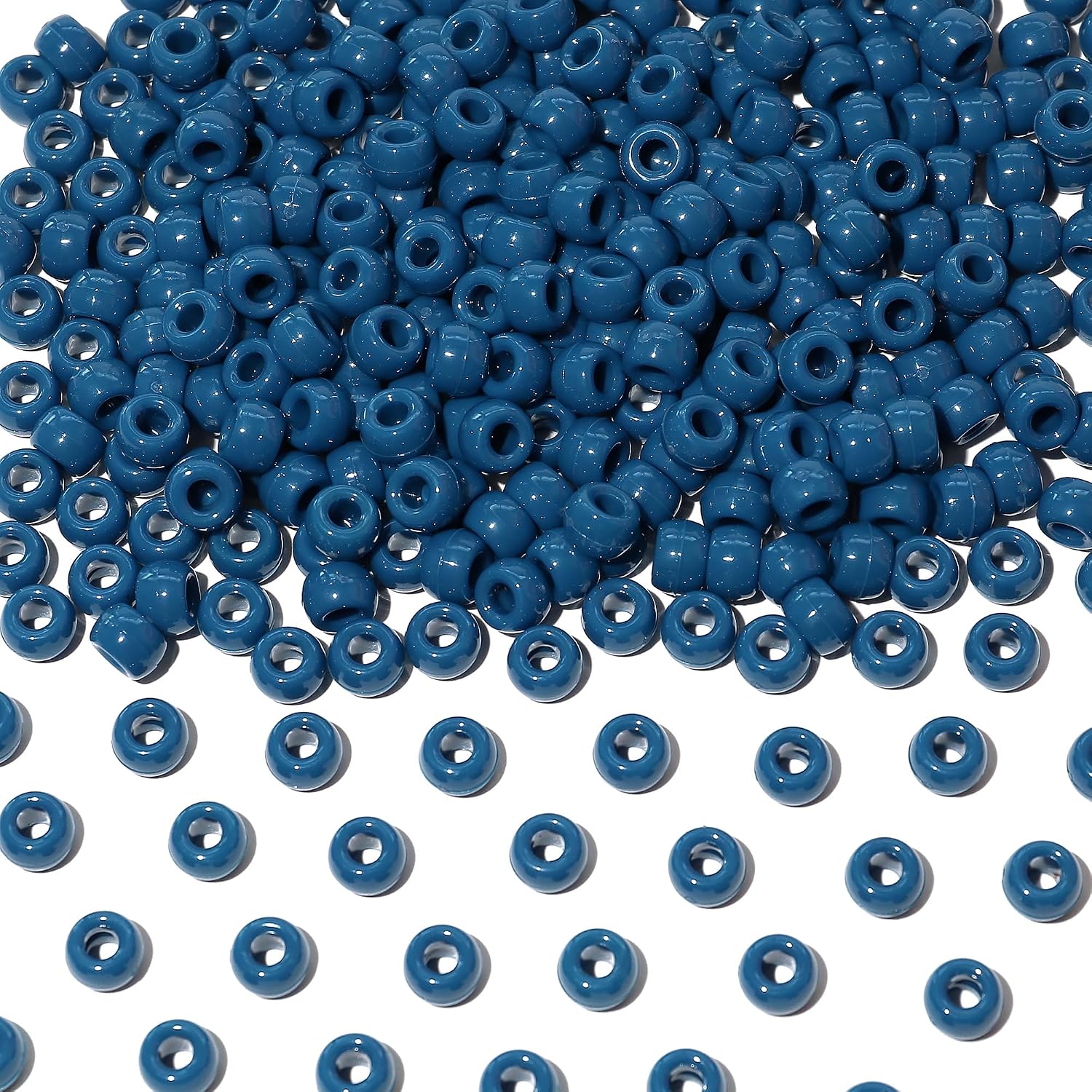 1000Pcs 6 * 9mm Plastic Pony Beads Bulk for Bracelets Making, Hair Beads,Kandi Charm for Craft（Prussian Blue）