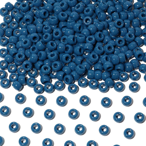 1000Pcs 6 * 9mm Plastic Pony Beads Bulk for Bracelets Making, Hair Beads,Kandi Charm for Craft（Prussian Blue）