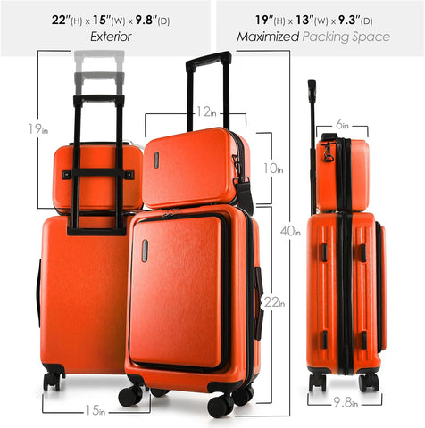 TRAVELARIM 20 Inch Carry On Luggage 22x14x9 Airline Approved Suitcase