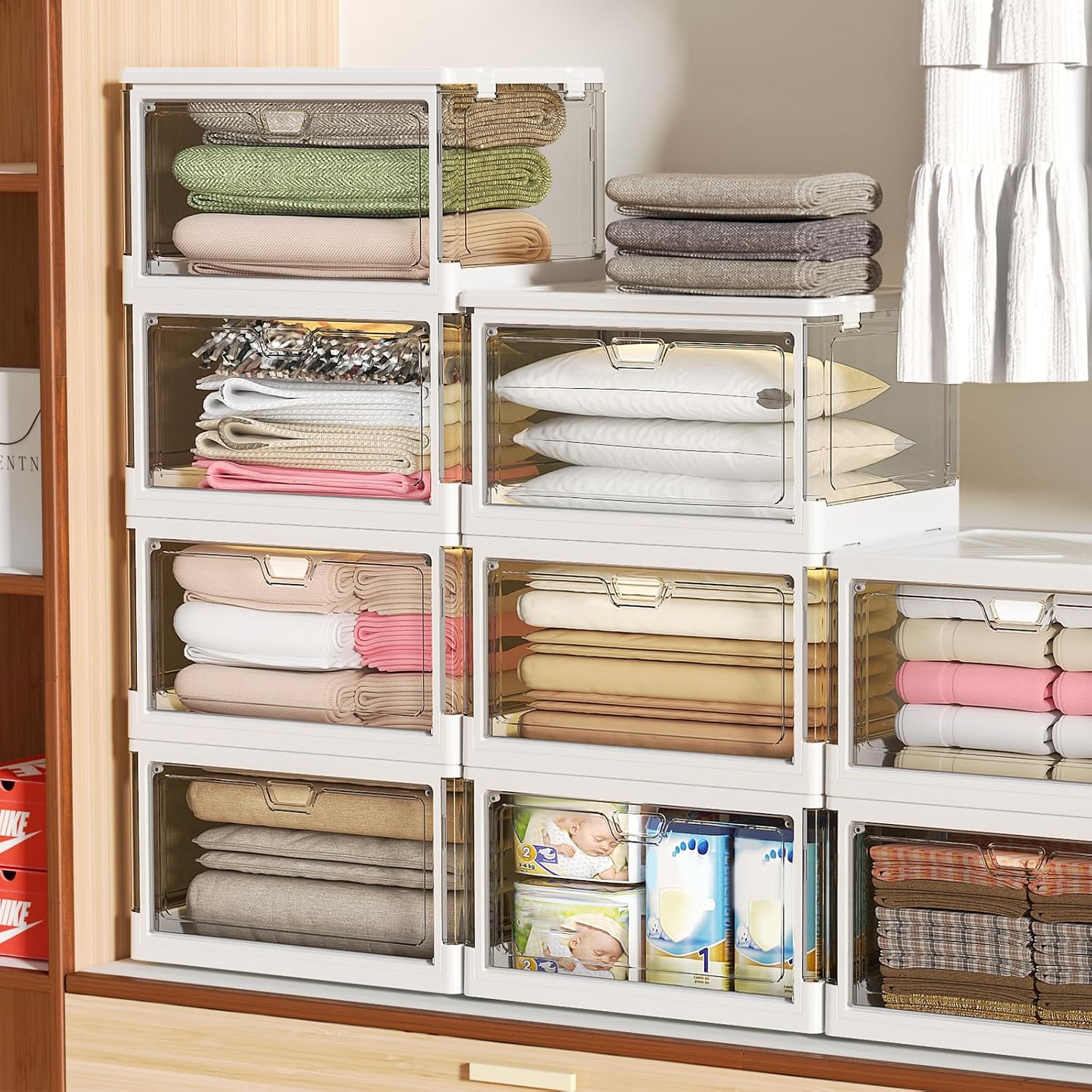Kmiectse Clear Storage Bins with Lids 3 Pack 【Stackable & Sturdy】