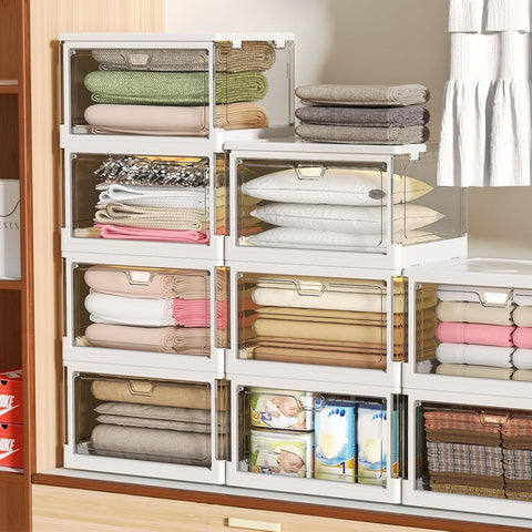 Kmiectse Clear Storage Bins with Lids 3 Pack 【Stackable & Sturdy】