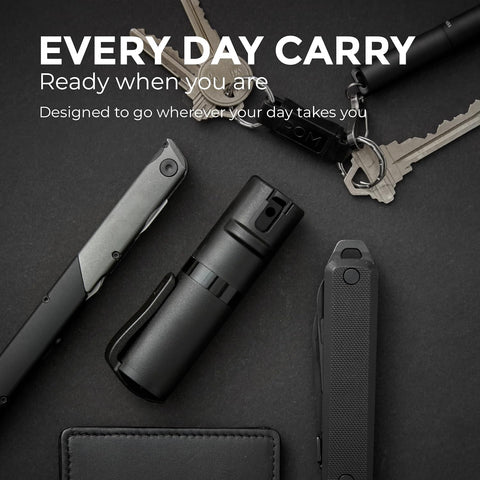 POM Pepper Spray Pocket Clip, Quick Flip Top Safety, Maximum Strength OC Formula with UV Marking Dye, Safe Compact and Tactical Design for Everyday Carry, 25 Bursts, 10 ft Range, 0.5 fl oz