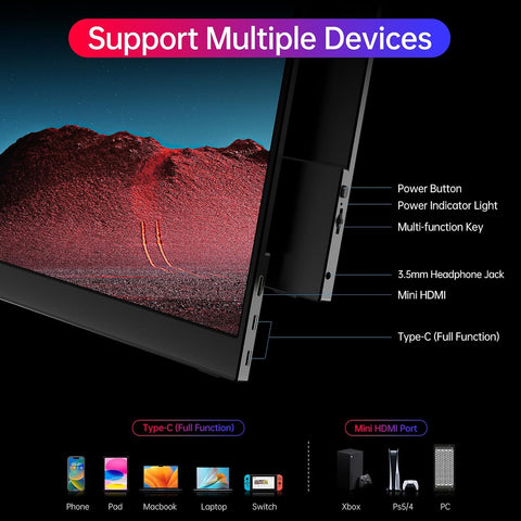 ForHelp True 4K Portable Monitor - 15.6inch UHD 3840×2160 100% sRGB USB-C HDMI External Second Monitor Portable IPS Screen Computer Display with Speakers for Laptop MacBook Switch PS5/4 Xbox