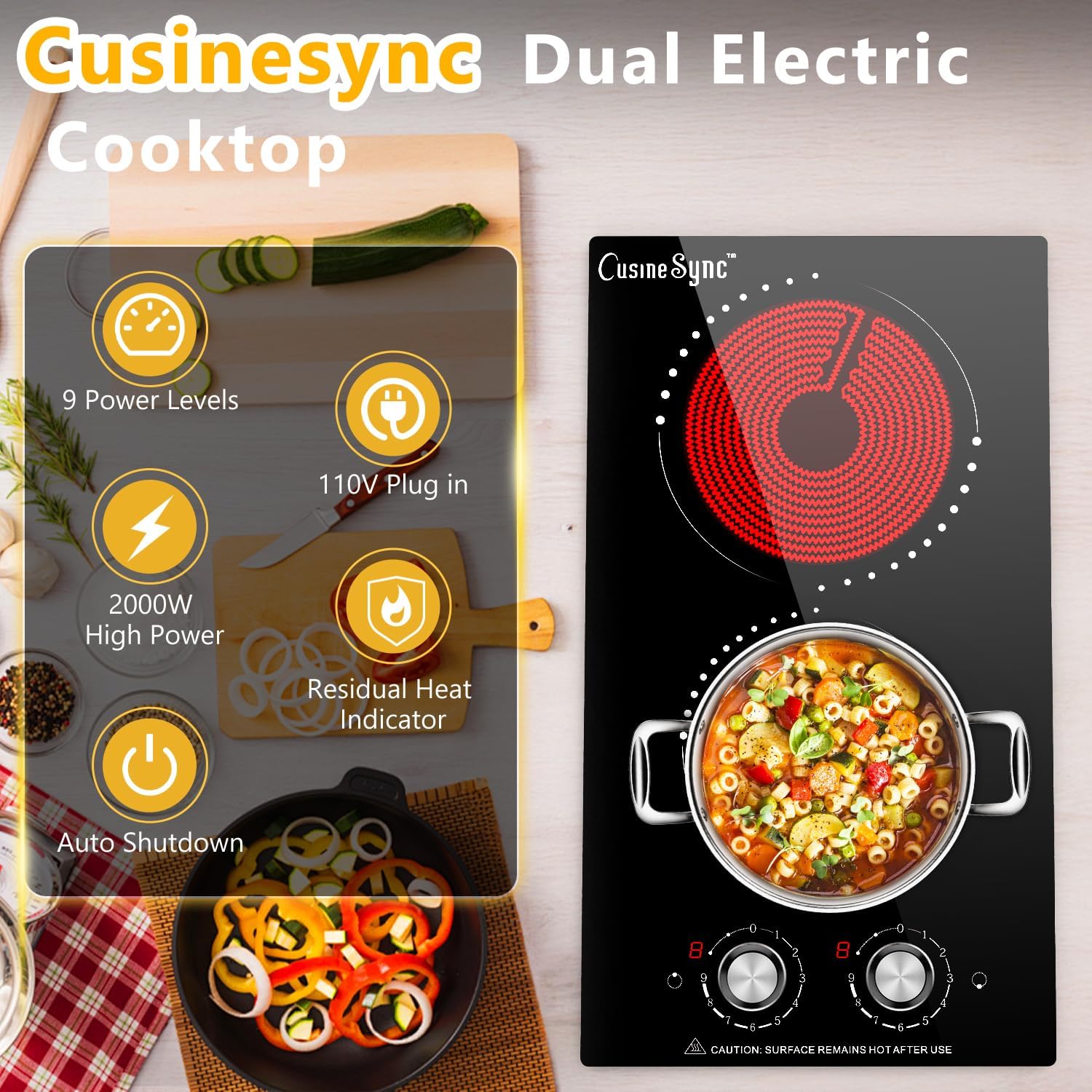 12 Inch 2 Burner Electric Cooktop