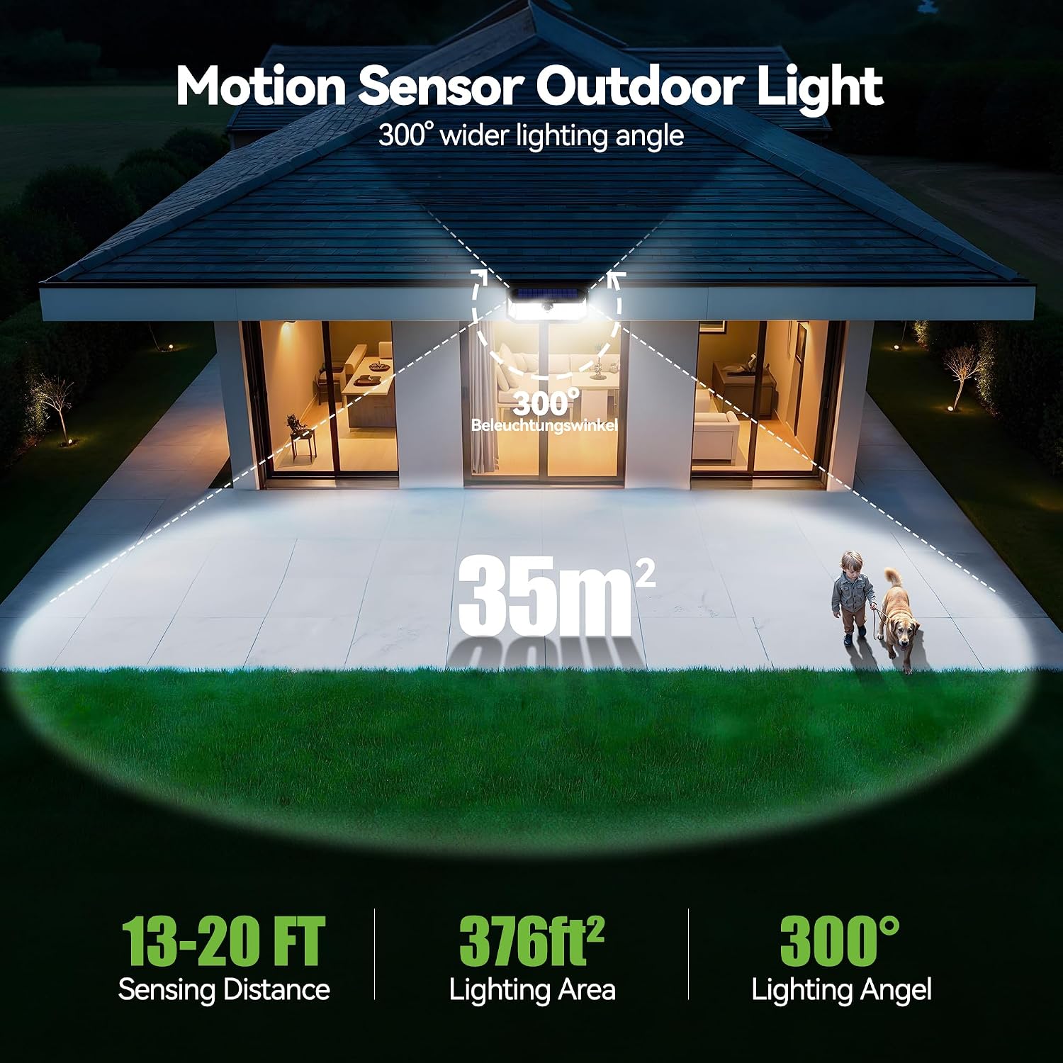 TECKNET 416 LED Solar Lights Outdoor Motion Sensor Waterproof 4200lm,6 Pack