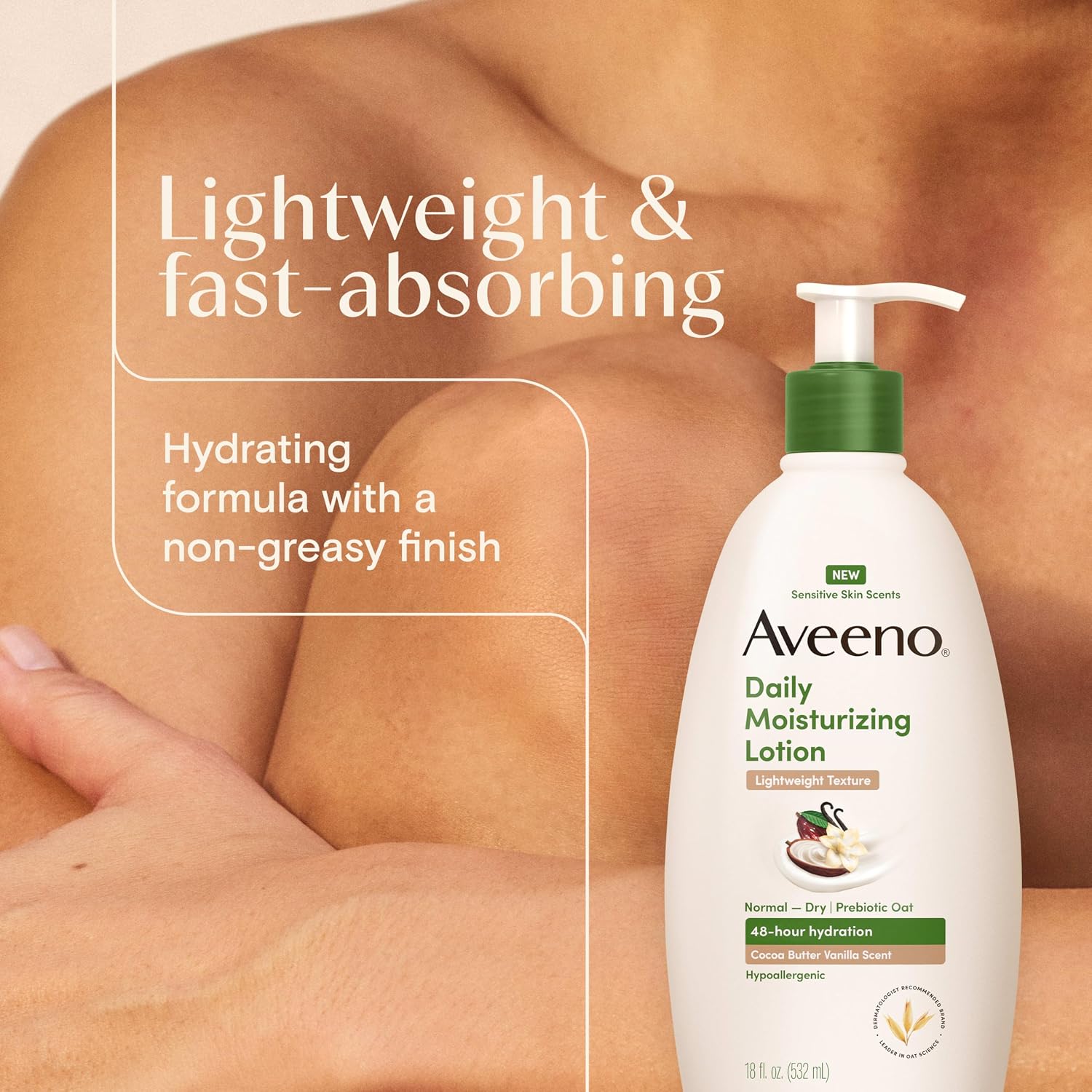 Aveeno Daily Moisturizing Lotion, Cocoa Butter Vanilla, 18 fl. oz