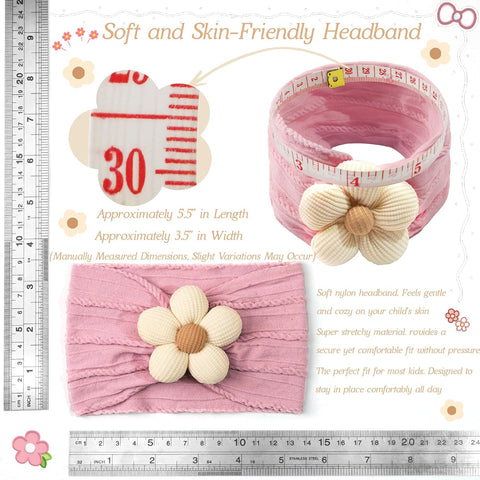 CÉLLOT 5Pcs Baby Flower Headbands Baby Girl Soft Nylon Headband for Newborn
