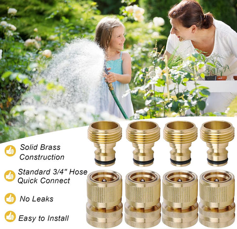 Brass Hose Quick Connect, 3/4 Inch GHT Garden Hose Quick Connector