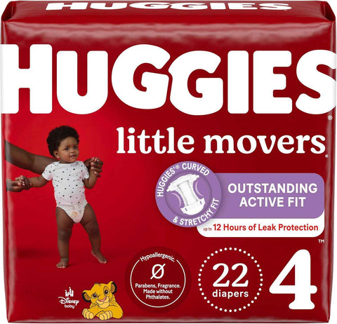 Huggies Little Movers Diapers Size 4, 22 Count