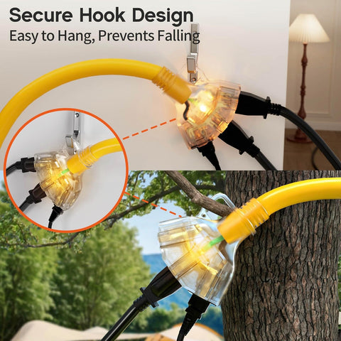 1 FT 12 Gauge Heavy Duty Extension Cord with Multiple Outlets
