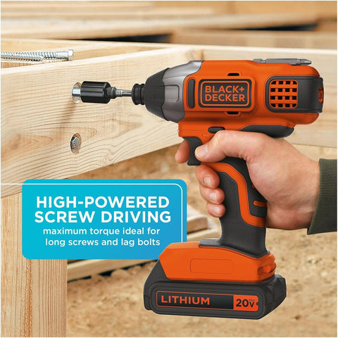 BLACK+DECKER 20V MAX* POWERCONNECT 1/4 in. Cordless Impact Driver Kit (BDCI20C)
