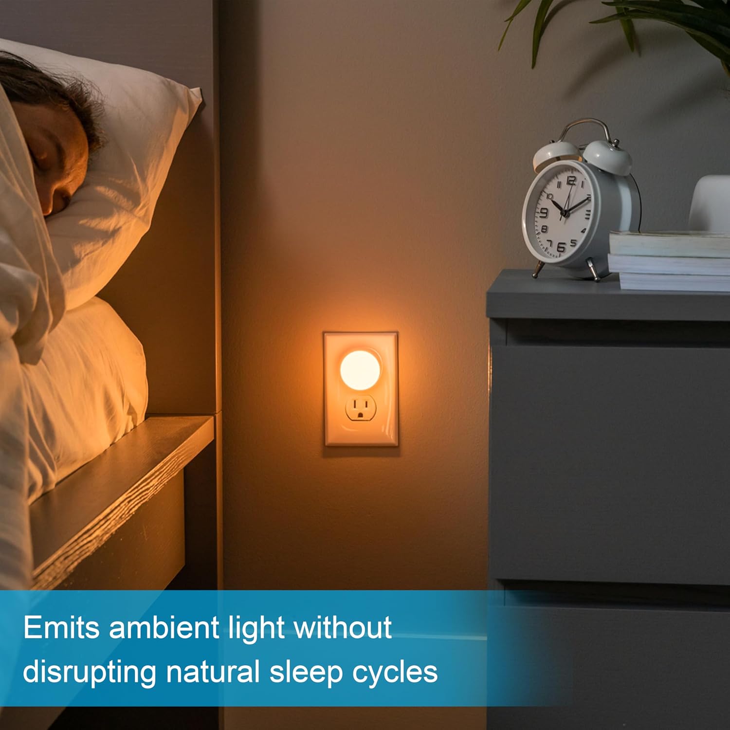 GE SleepLite Night Lights Plug into Wall, 4-Pack, Warm Amber