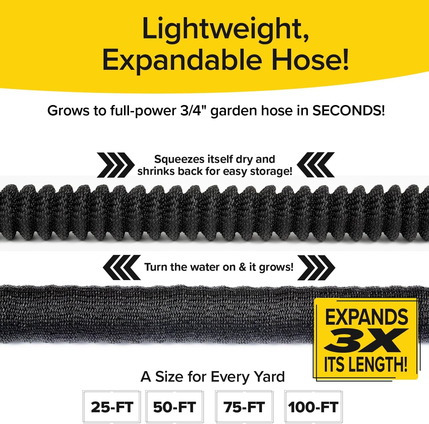 Pocket Hose 25 FT Silver Bullet 2.0 Hose, Turbo Shot Nozzle, Kink-Free