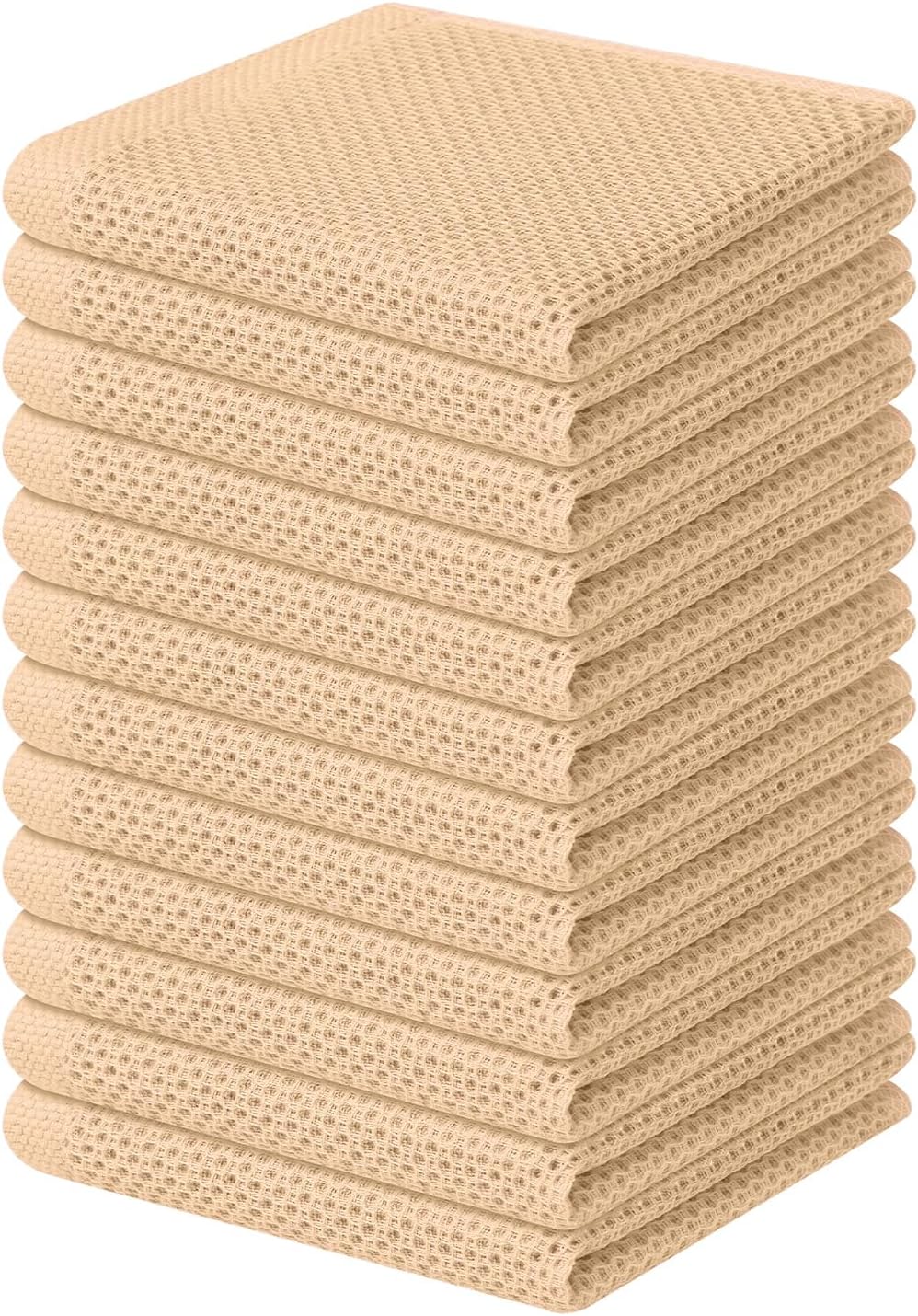Homaxy 100% Cotton Waffle Weave Kitchen Dish Cloths 12-Pack, Apricot
