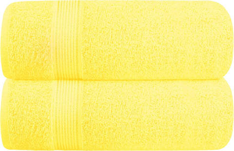 Belizzi Home Cotton 2 Pack Oversized Bath Towel Set 28x55 inches, Large Bath Towels, Ultra Absorbant Compact Quickdry & Lightweight Towel, Ideal for Gym Travel Camp Pool - Yellow
