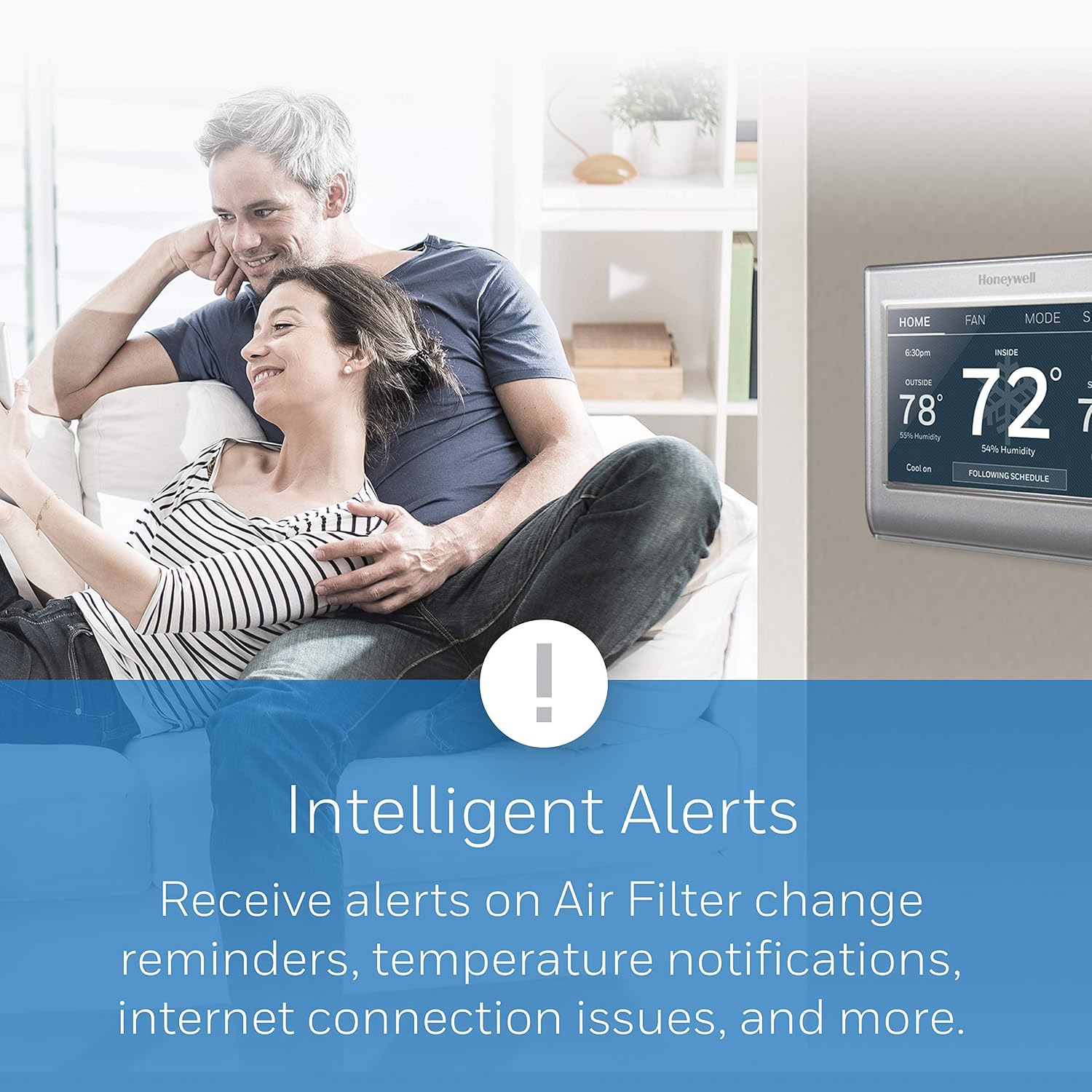 Honeywell Home RTH9585WF Wi-Fi Smart Color Thermostat, 7 Day Programmable, Touch Screen, Energy Star, Alexa Ready, C-Wire Required, Not Compatible with Line Volt Heating Gray