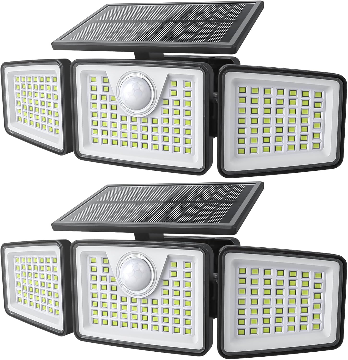 daphino 2500LM Solar Lights, Motion Sensor Outdoor Lights, 3-Head, 2 Pack