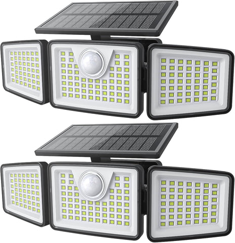 daphino 2500LM Solar Lights, Motion Sensor Outdoor Lights, 3-Head, 2 Pack