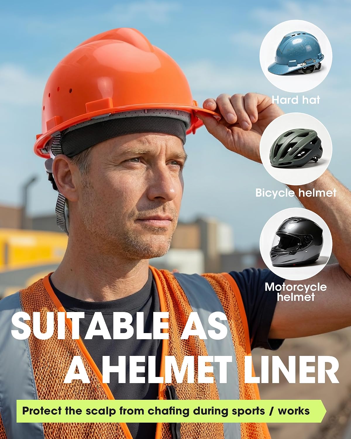 3-Pack Breathable Mesh Skull Cap Sweat Control Helmet Liner