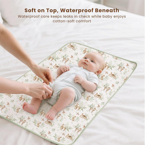 Konssy 2 Pack Waterproof Muslin Portable Changing Pad, Diaper Changing Mat