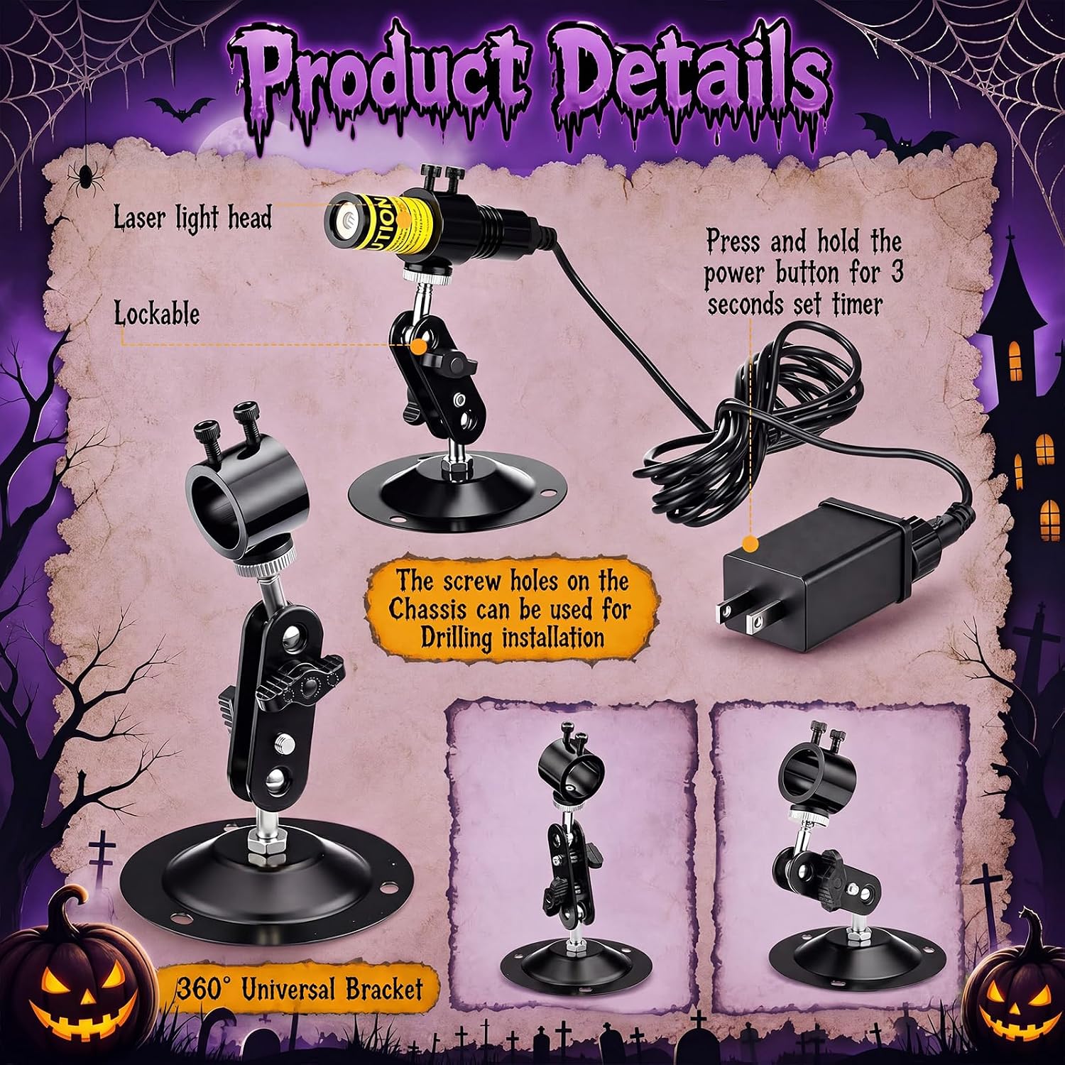 Aurelema 1 Pack Purple Laser Halloween Module Generator with Timer