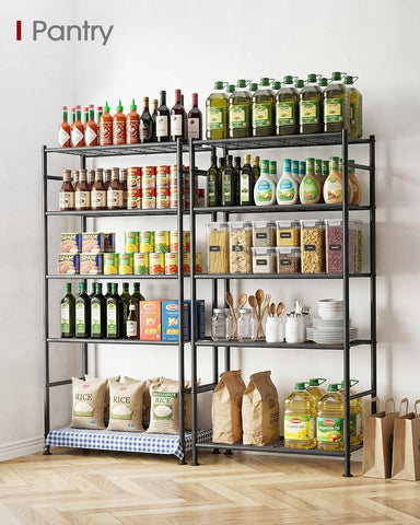 Sakugi Storage Shelves - 5 Tier Shelf Organizer, Heavy Duty Garage Shelving Unit with Leveling Feet, Stable Metal Shelves Organizer for Pantry, Kitchen and Closet, 33.0" W x 12.6" D x 72.0" H, Black