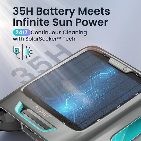 AIPER EcoSurfer S2 24/7 Solar Pool Skimmer Robot with App Support, Blue