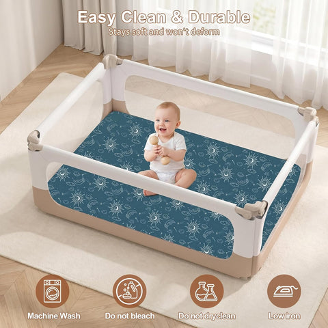 Pack N Play Sheets Fitted, 2-Pack Fit for Standard Pack N Play Mattress, Mini Crib Sheets,Breathable Soft Unisex Playard Sheets