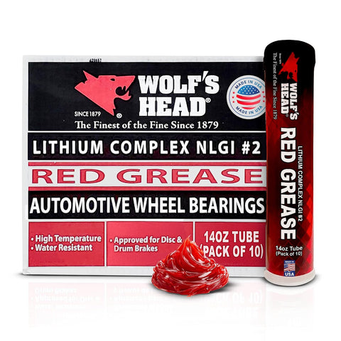 Wolf's Head Red Grease NLGI #2 (836-88306-93) 1 Pound Tub, Pack of 12 | Made in USA