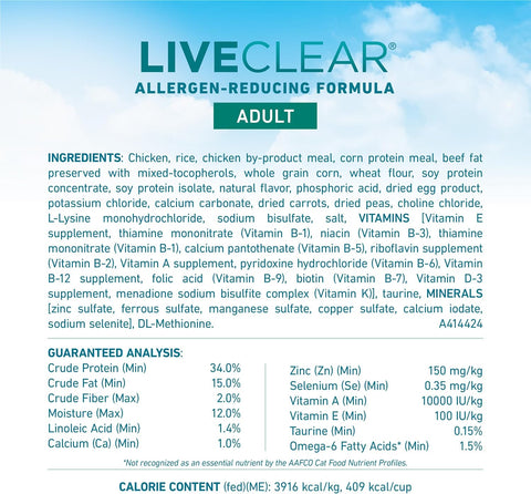 Purina ONE LiveClear Allergen-Reducing Dry Cat Food, 6.3 lb Bag